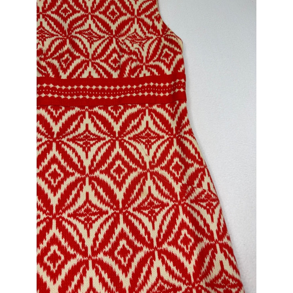 Jones New York Cotton Sheath Dress Ikat Print Orange Cream 4P Summer Event Work - Picture 10 of 14